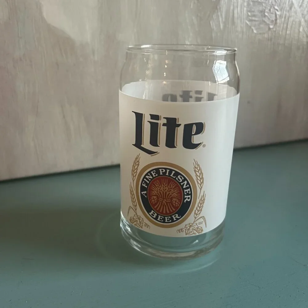 Vintage Miller Lite Can-shaped Pint Glass Beer Home Brewery Pilsner Ale